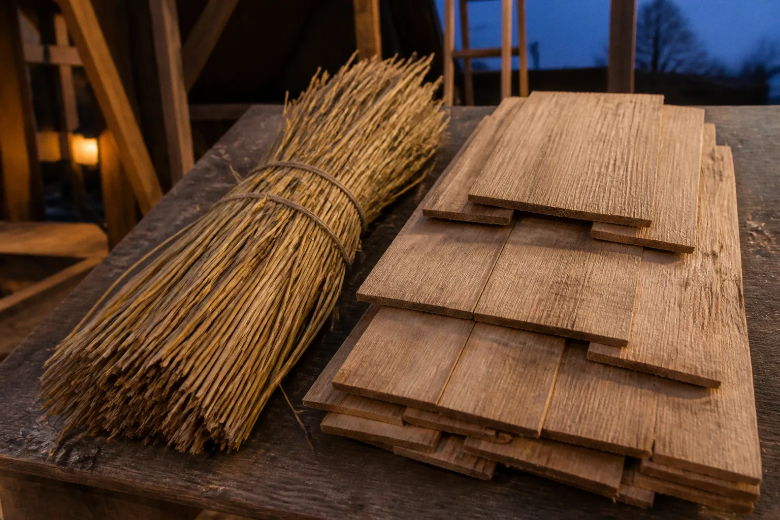 Dacheindeckung beim Mittelalterhaus: Holz oder Stroh?
